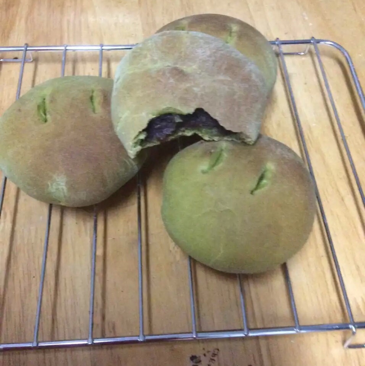 抹茶豆沙小面包（无油脂）