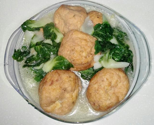 青菜烩豆腐丸子的做法
