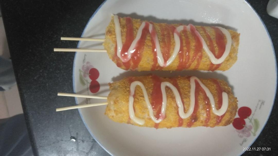 💯芝士热狗棒手抓饼版(无油烤箱版)