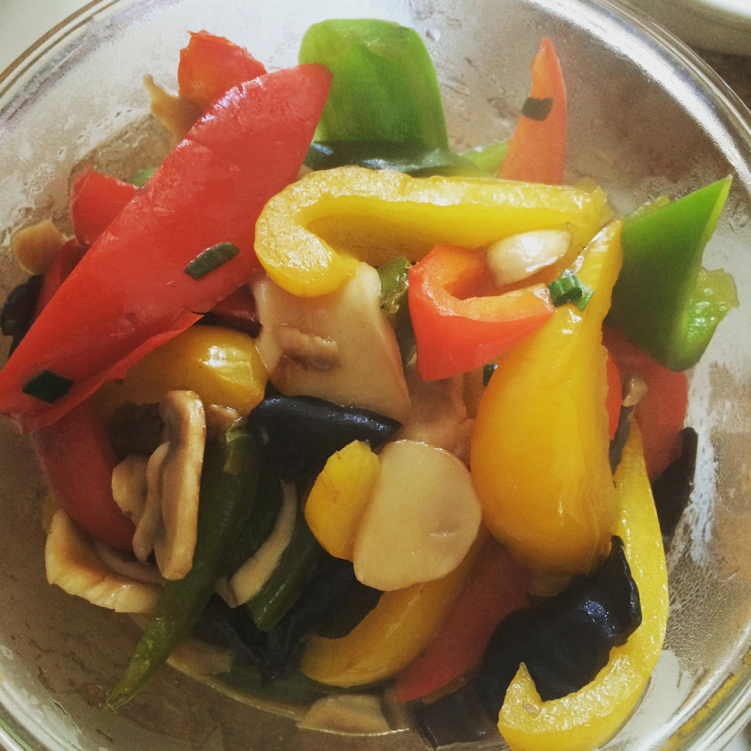 蚝油彩椒白玉菇