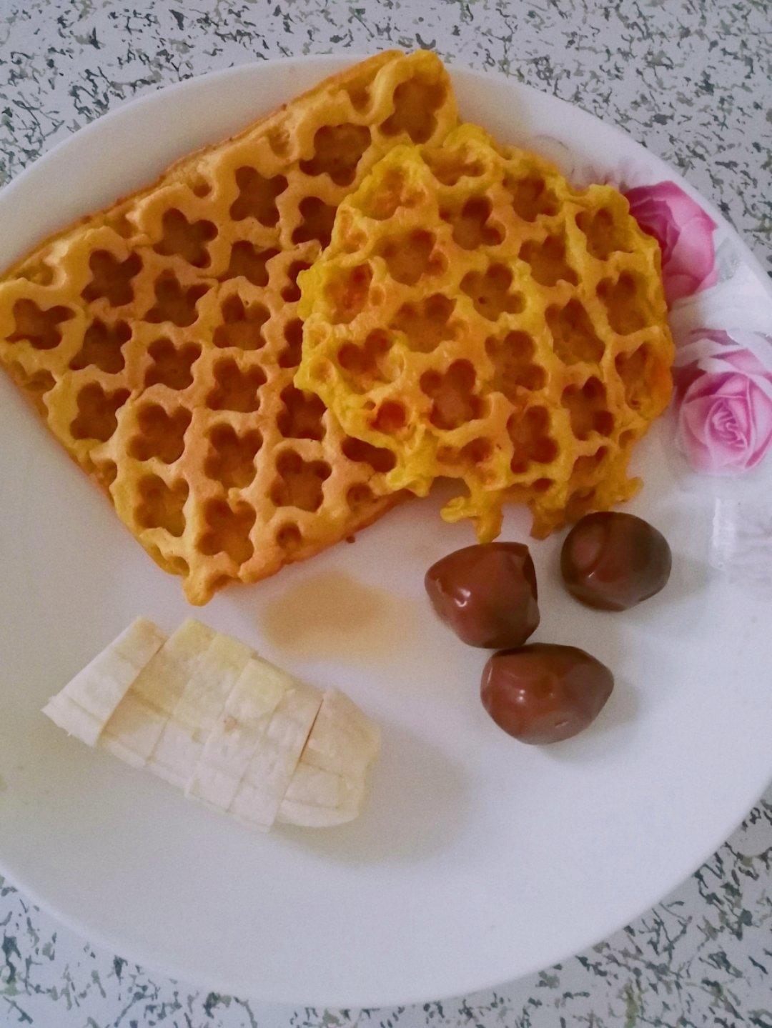 华夫饼版的芹菜叶鸡蛋饼
