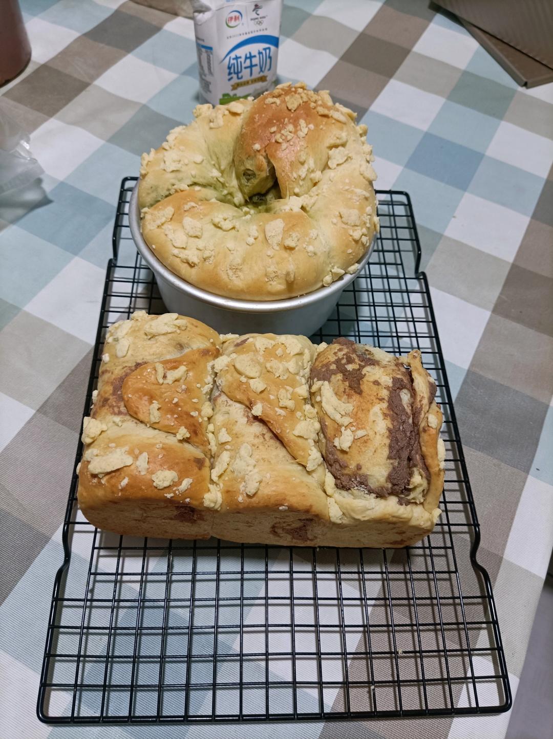 【奶酥吐司】｜抹茶+可可两种口味｜简单快手版