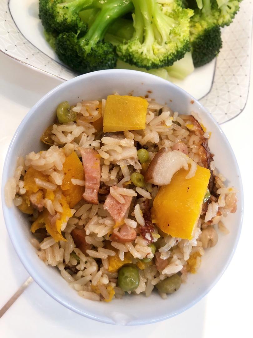 【香菇火腿南瓜饭】快午餐，惊艳你的味蕾，好吃到一碗一碗停不下来