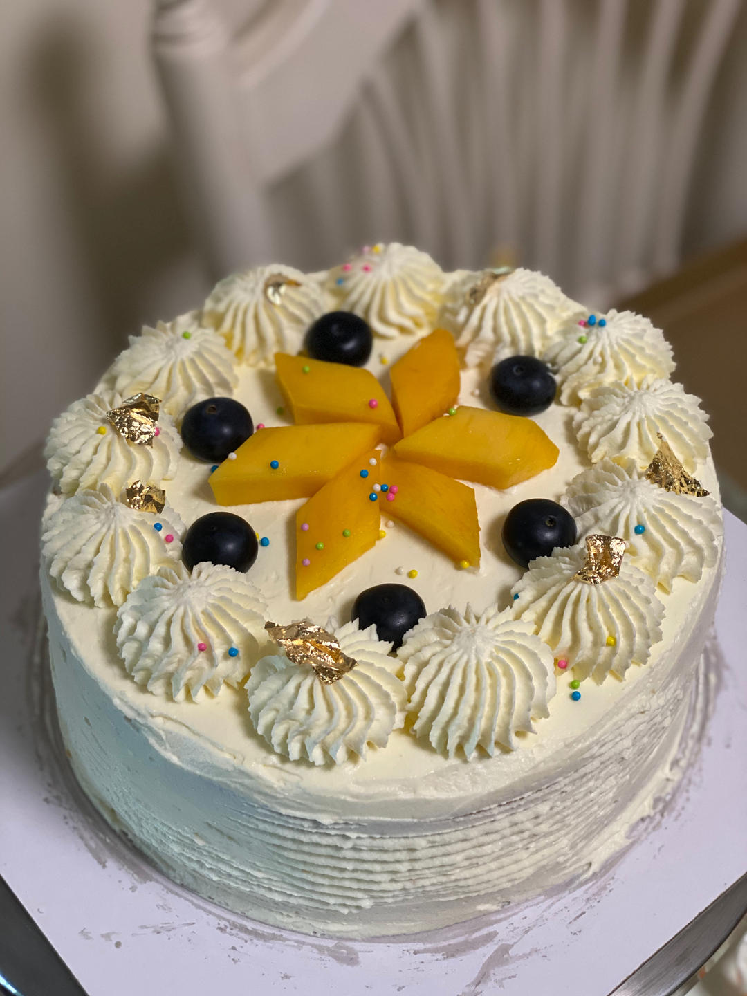 芒果奶油蛋糕装饰