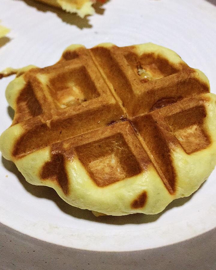 爆浆芝士培根华夫饼（酵母版）