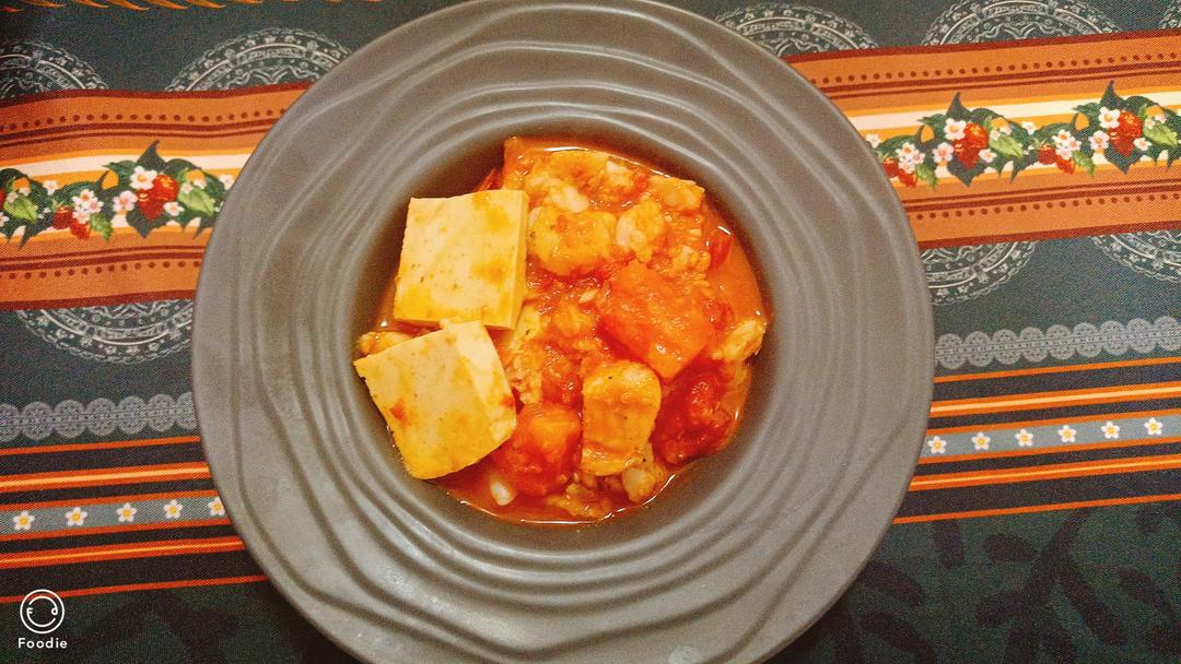 一人食番茄千页豆腐巴沙鱼