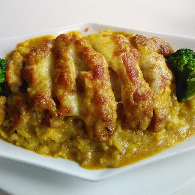 (≥▽≤)/~做的咖喱鸡肉焗饭