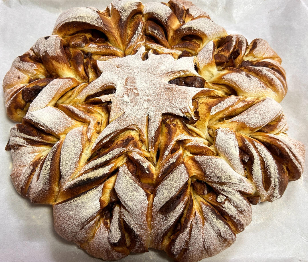 一次发酵就非常好吃的肉桂红糖苹果馅雪花面包