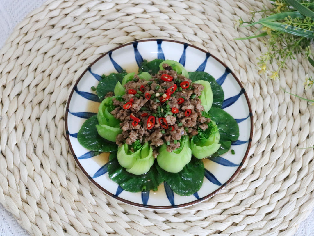 花开富贵-上海青肉末的做法