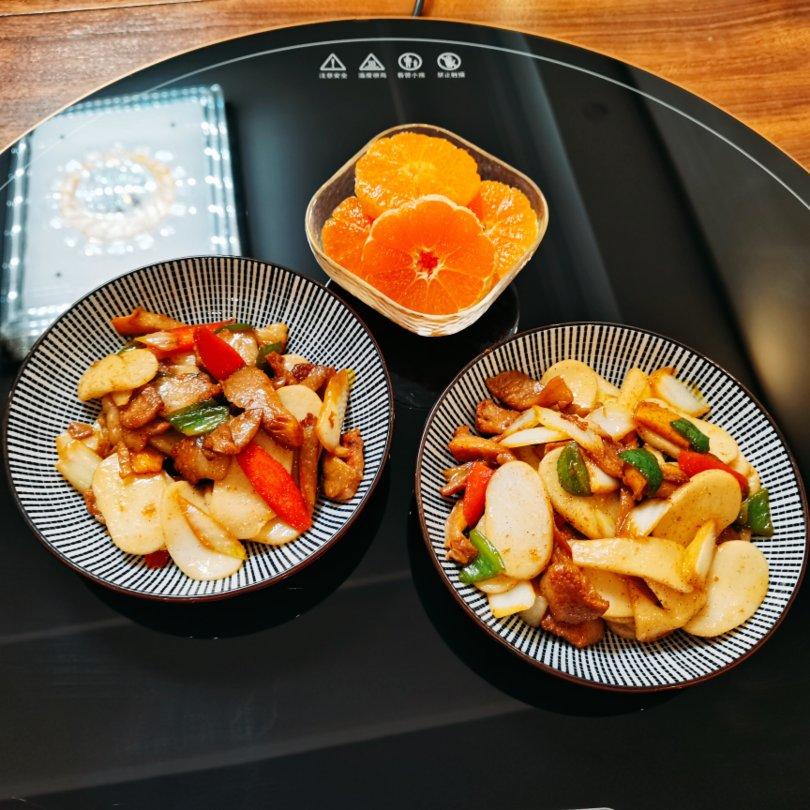 青菜肉片笋炒年糕