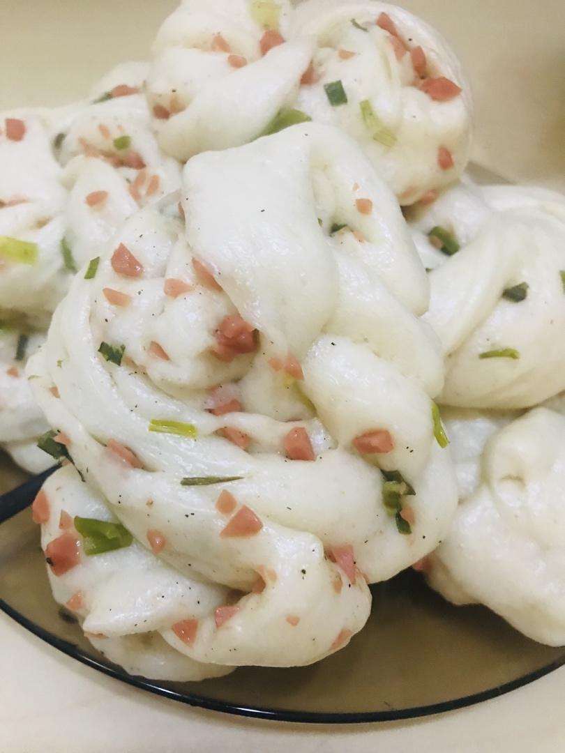 花卷 葱花火腿卷 香软可口(‼️一次发酵法 内附三种花卷整形做法)