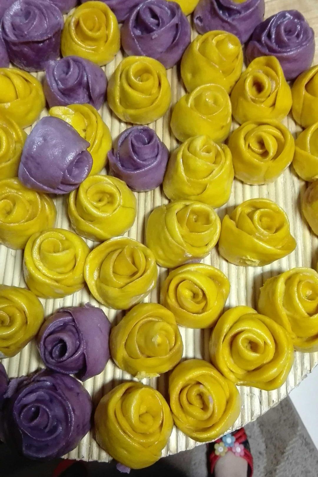 曹完美做的玫瑰花馒头