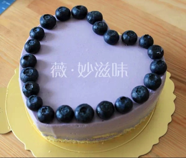 心型免烤蓝莓大理石芝士蛋糕