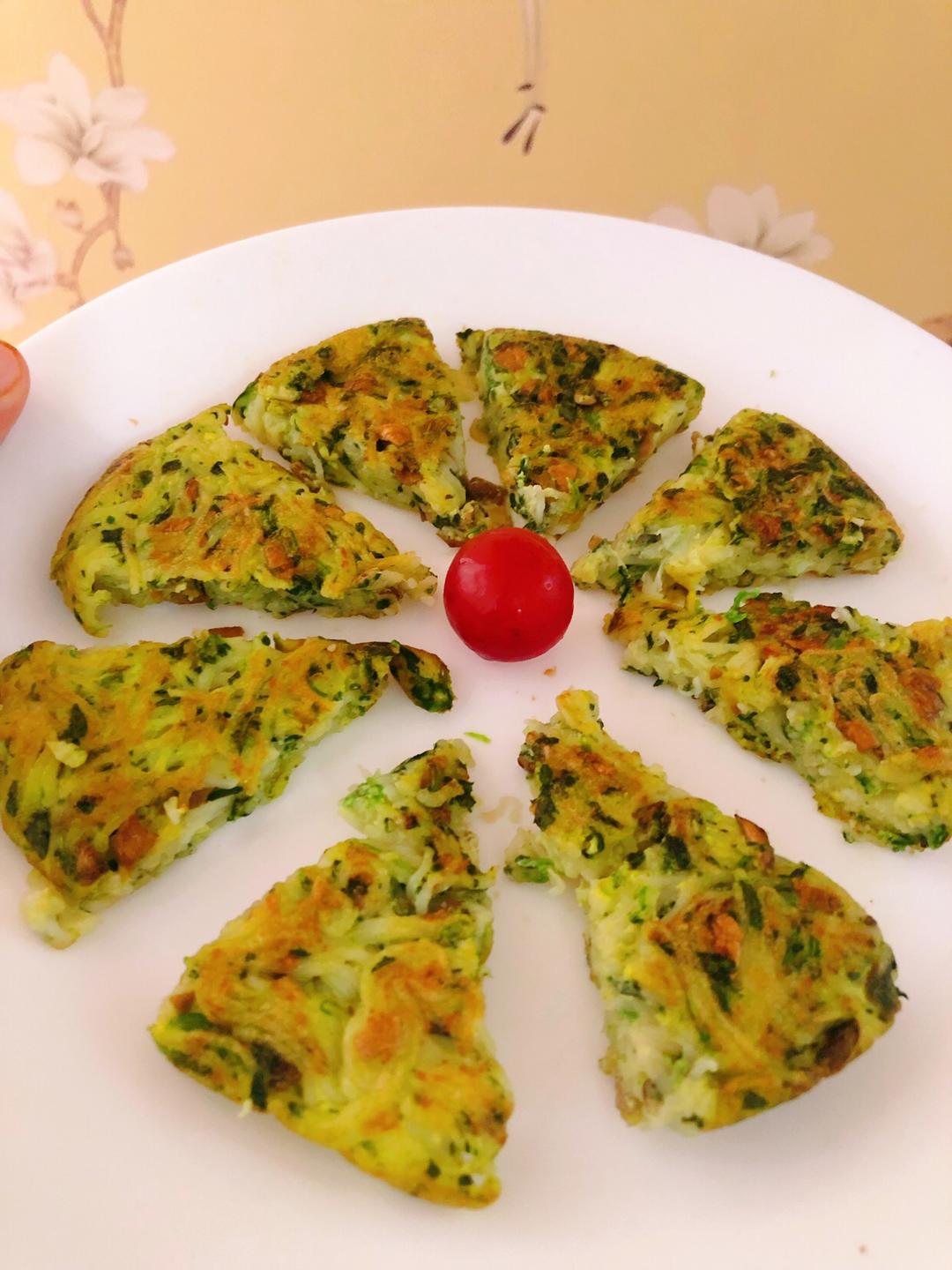 小面条新吃法 松软可口的菠菜蛋饼的做法