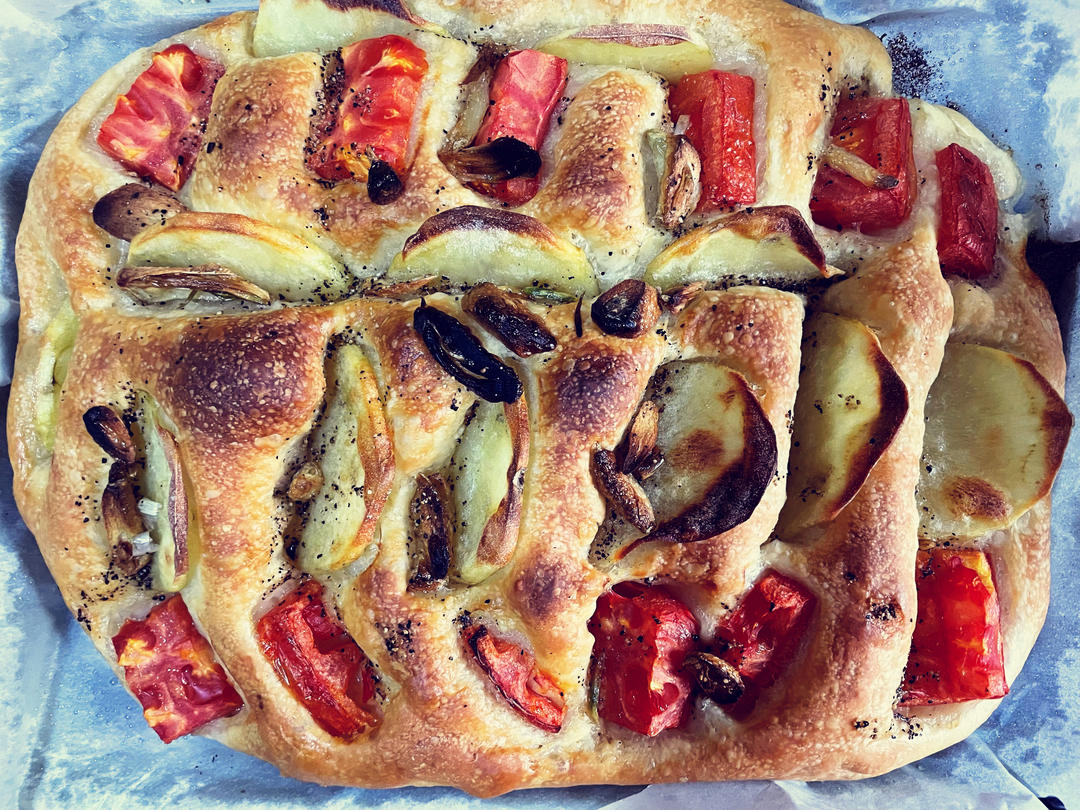 超高颜值天然酵母意大利佛卡夏面包focaccia（附土豆泥版）