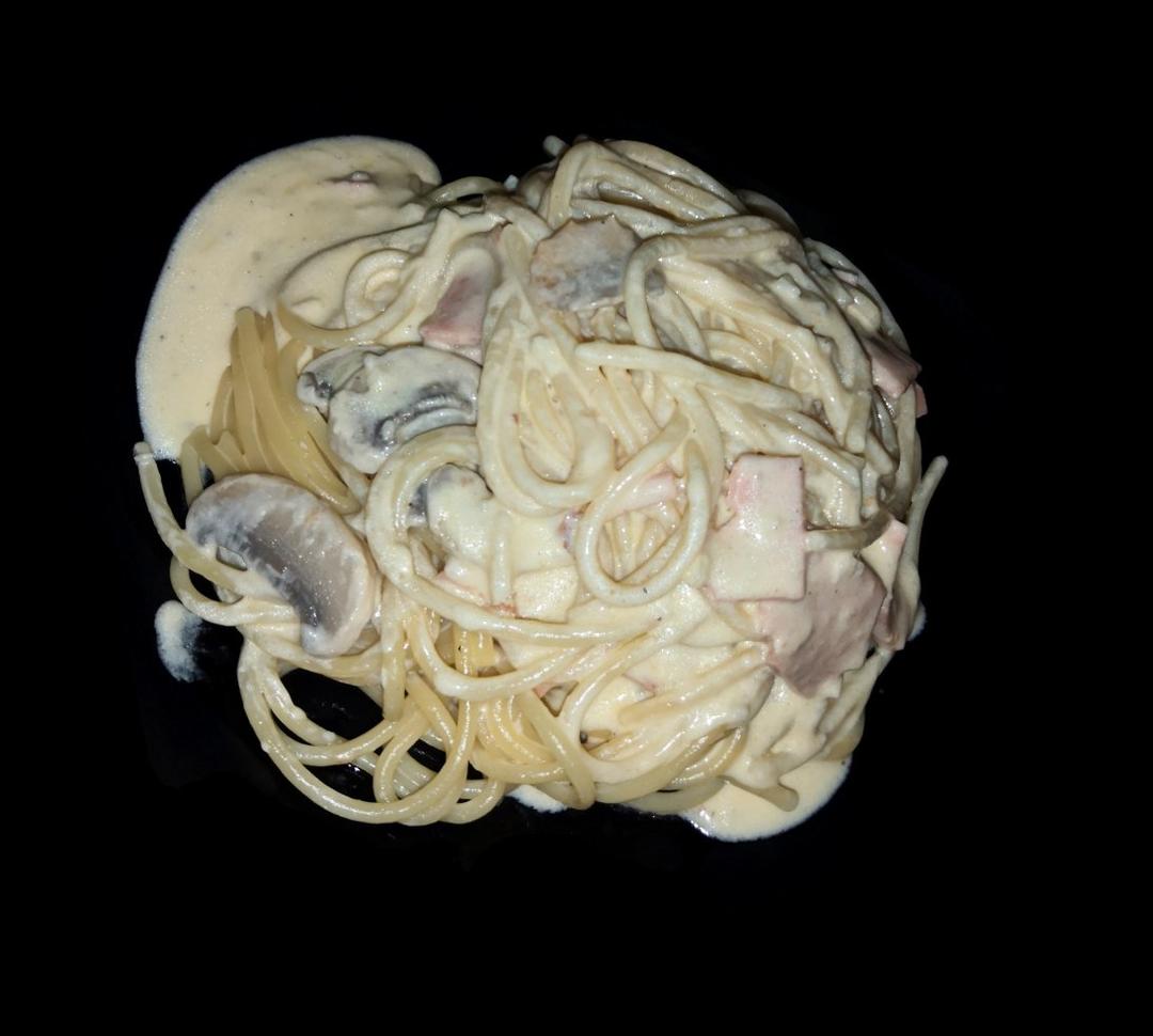 白蘑菇奶油培根意面