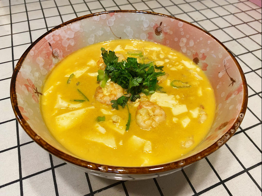 无碳低卡|好吃到舔盘🥘咸蛋黄虾仁豆腐🍤