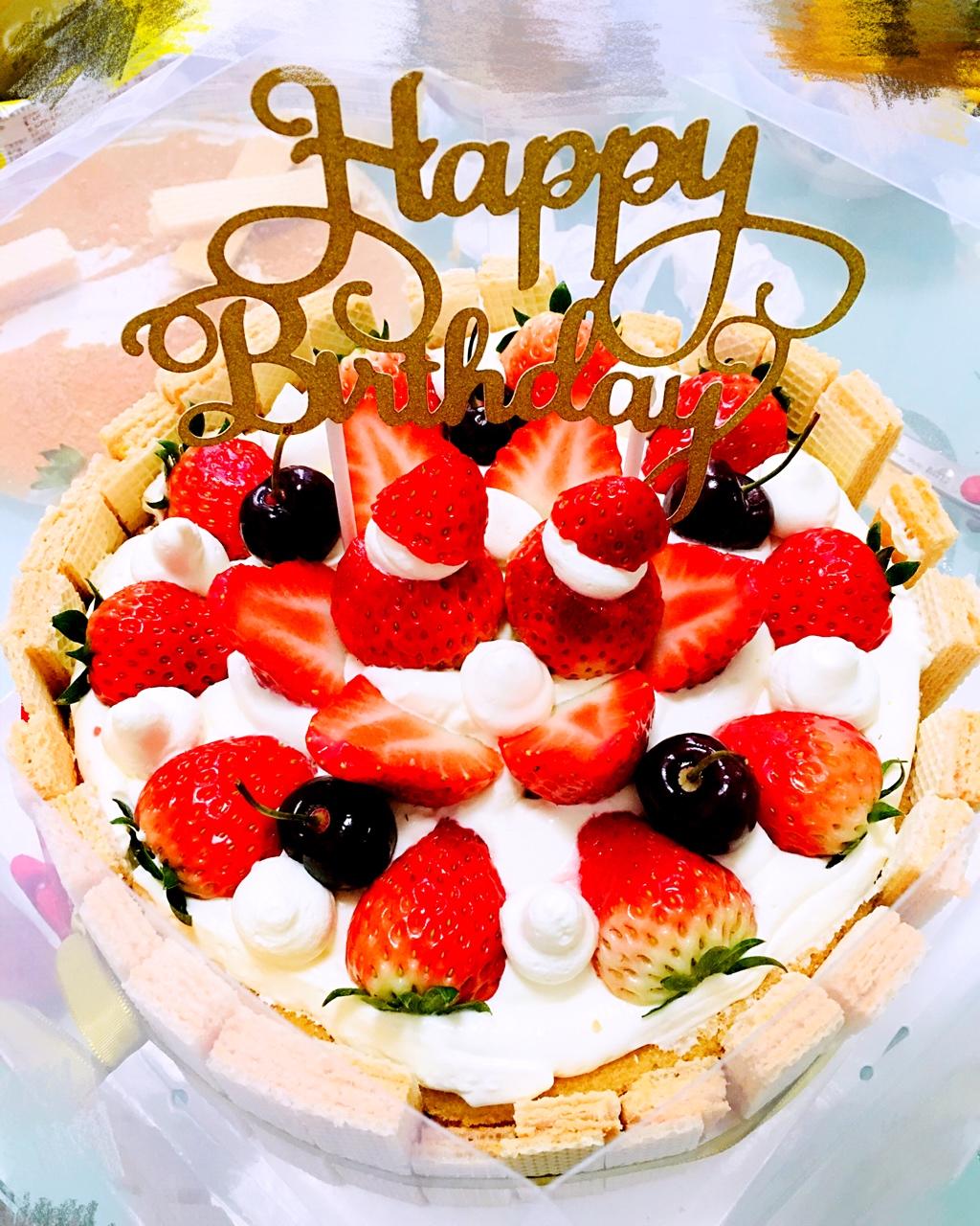 生日蛋糕教程【威化饼干围边】