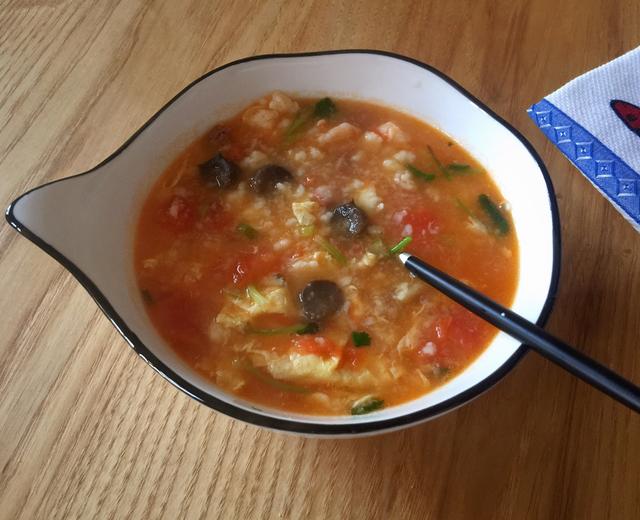 西红柿鲜虾海参疙瘩汤