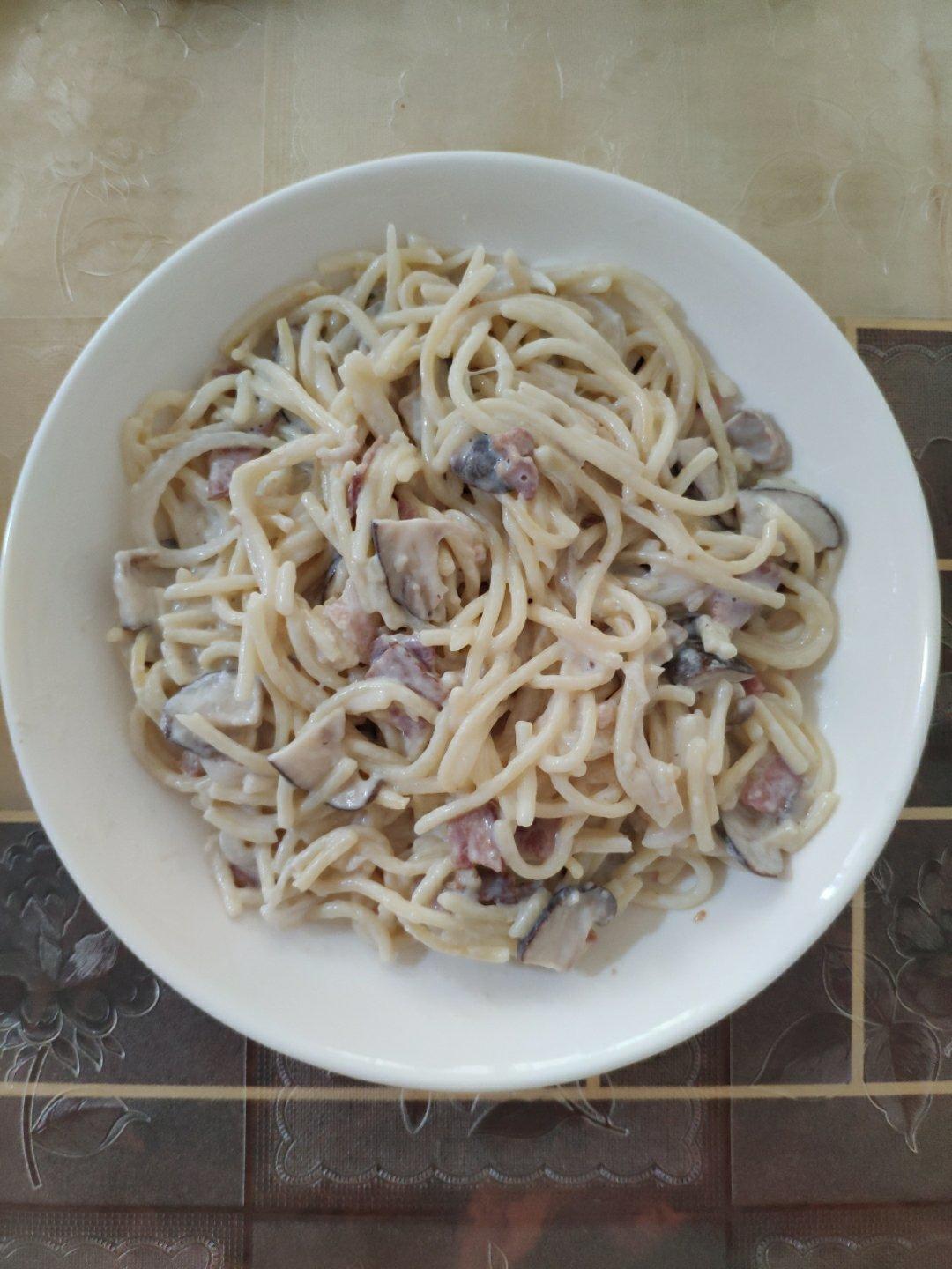 低卡伪白酱奶油培根蘑菇意大利面｜#Healthymeals# 减脂必撸02