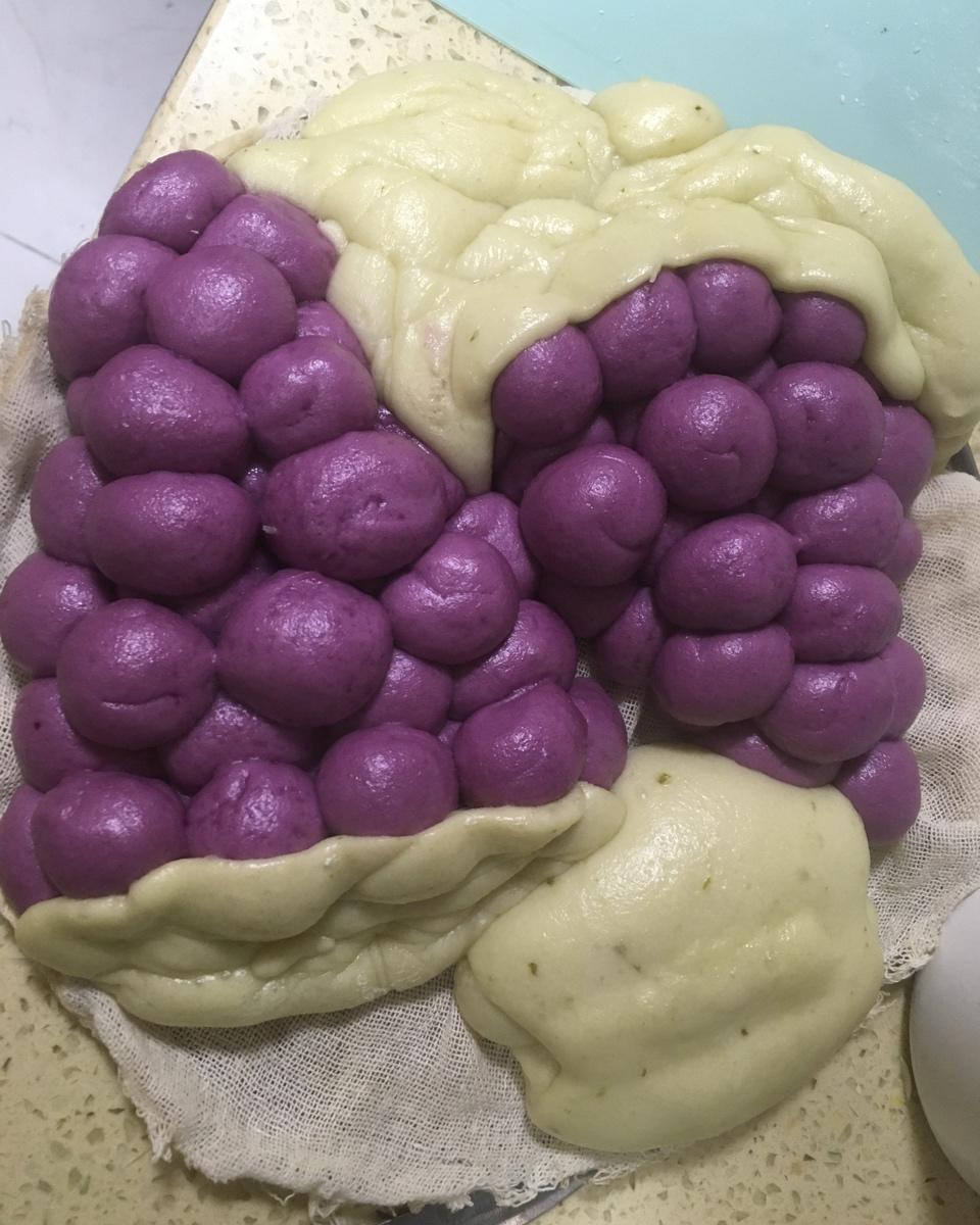 啊颖awing做的卡通馒头葡萄造型牛奶馒头