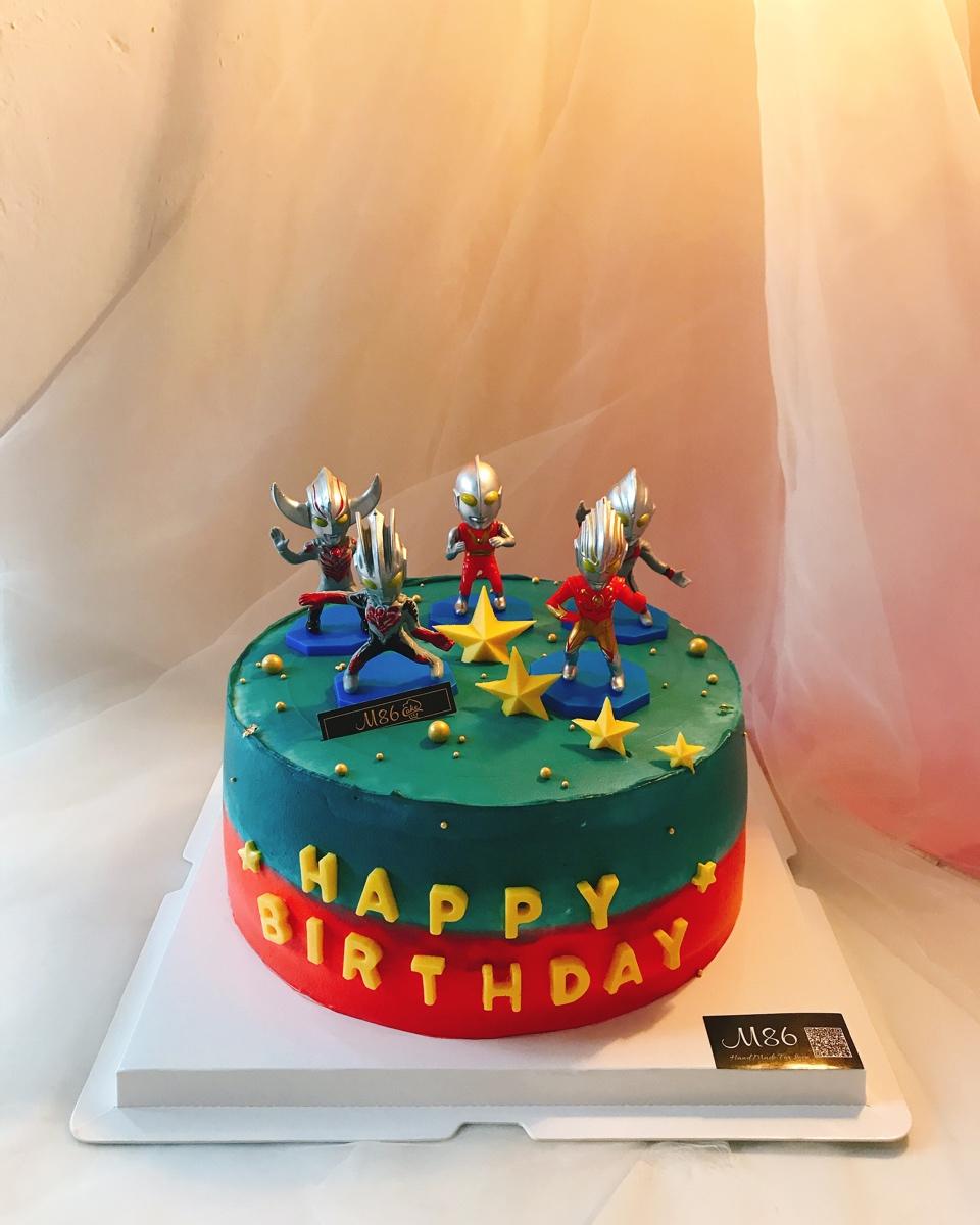 超级无敌美貌简单的刺绣风 奥特曼生日蛋糕