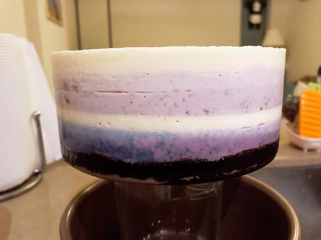 渐变蓝莓冻芝士蛋糕（免烤）