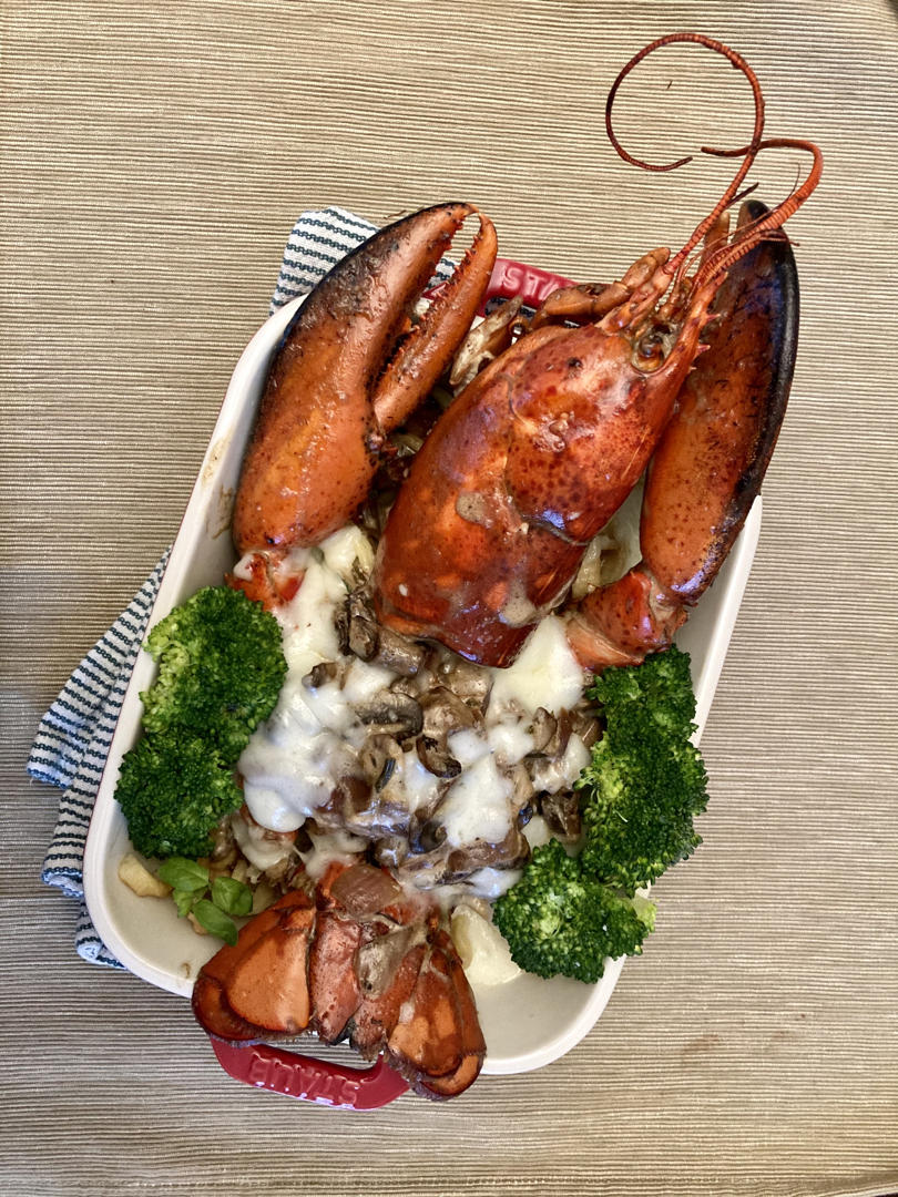 何家妹妹做的芝士奶油焗龙虾伊面