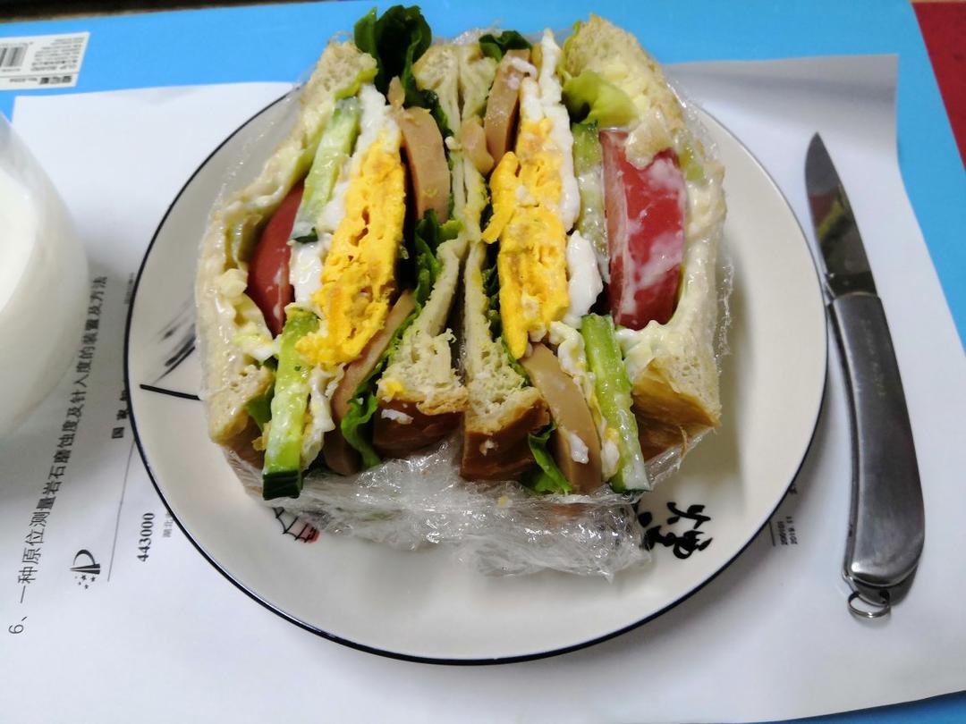 如何做超厚的沼三明治~详细tip！牛油果鸡蛋午餐肉三明治~