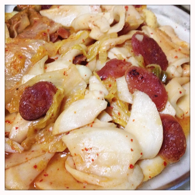 辣肠泡菜炒杏鲍菇