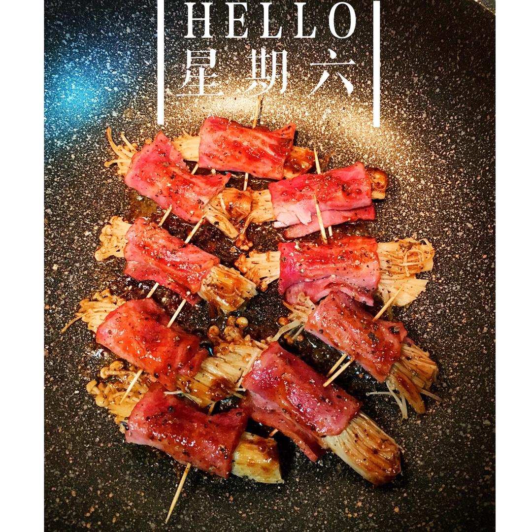 香煎培根金针菇卷