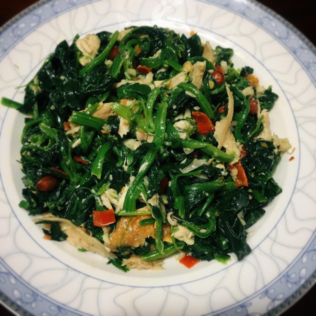 鸡丝菠菜杂拌