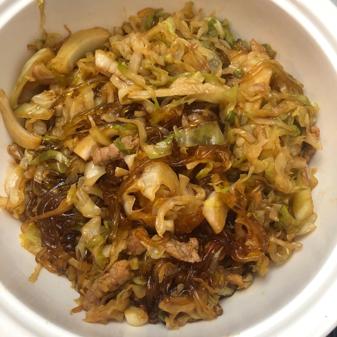 肉末圆白菜（甘蓝菜）炒粉丝【妞的食记】