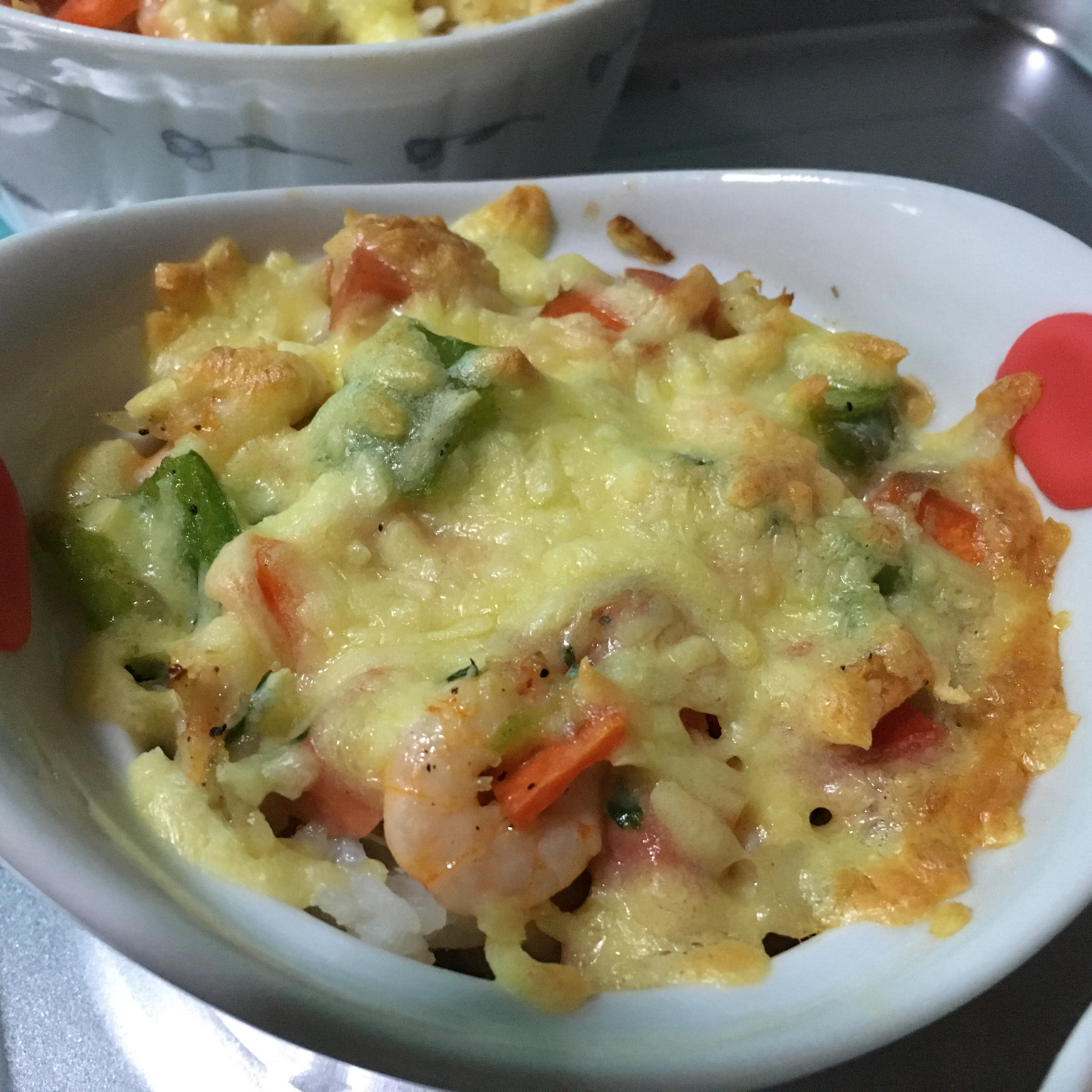 鲜虾培根芝士焗饭