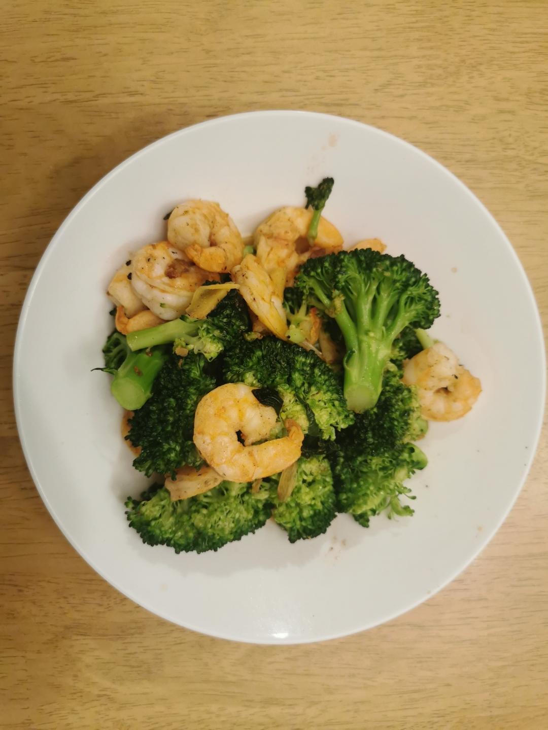 鲜虾炒西兰花