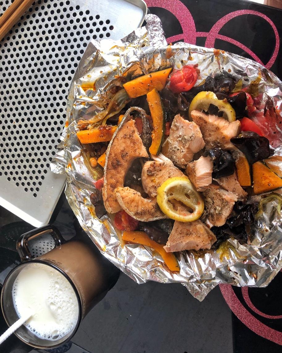 烤杂蔬罗勒三文鱼🍣—北鼎烤箱kate版