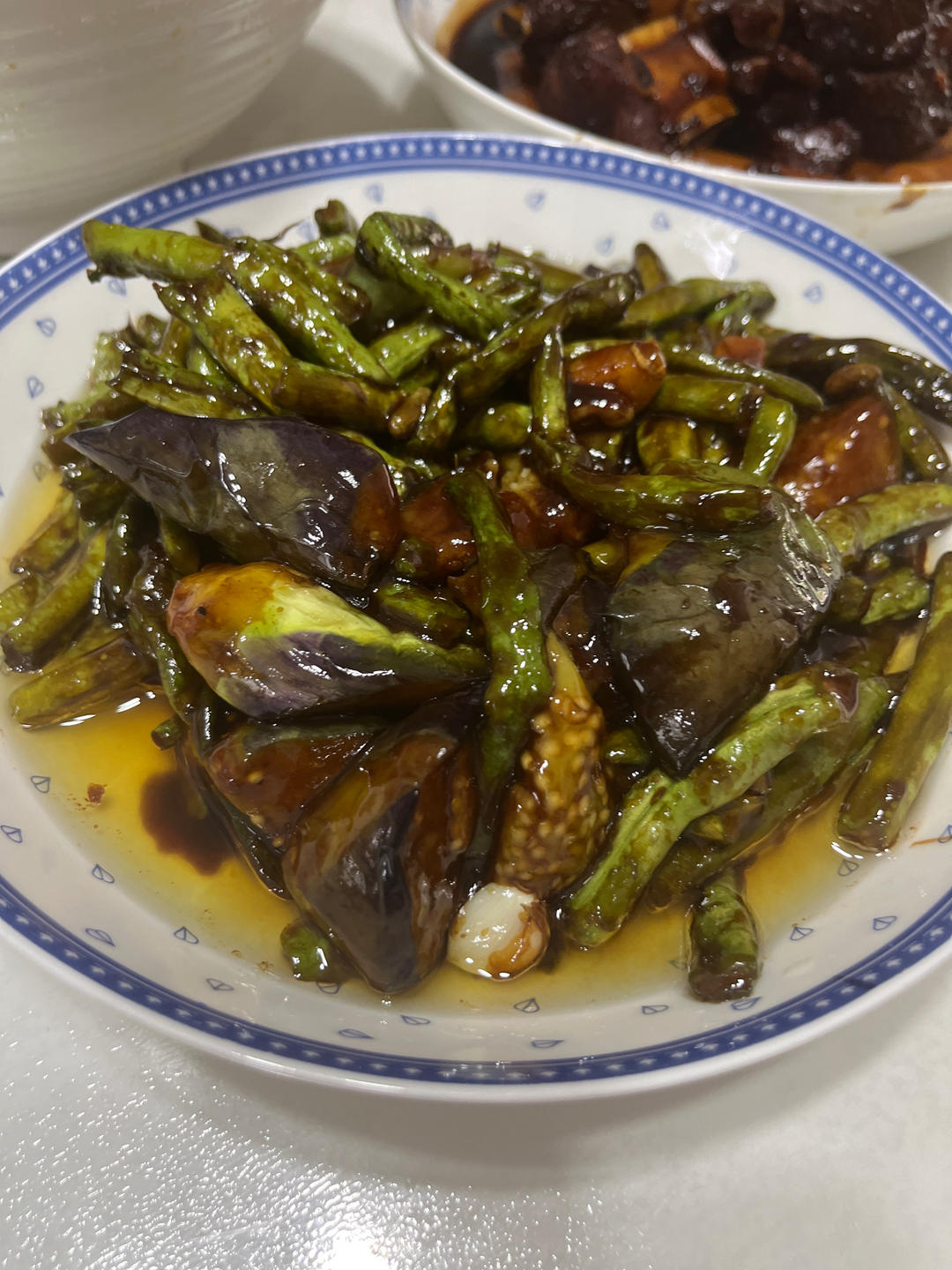 茄子炒豆角（饭店的味道）