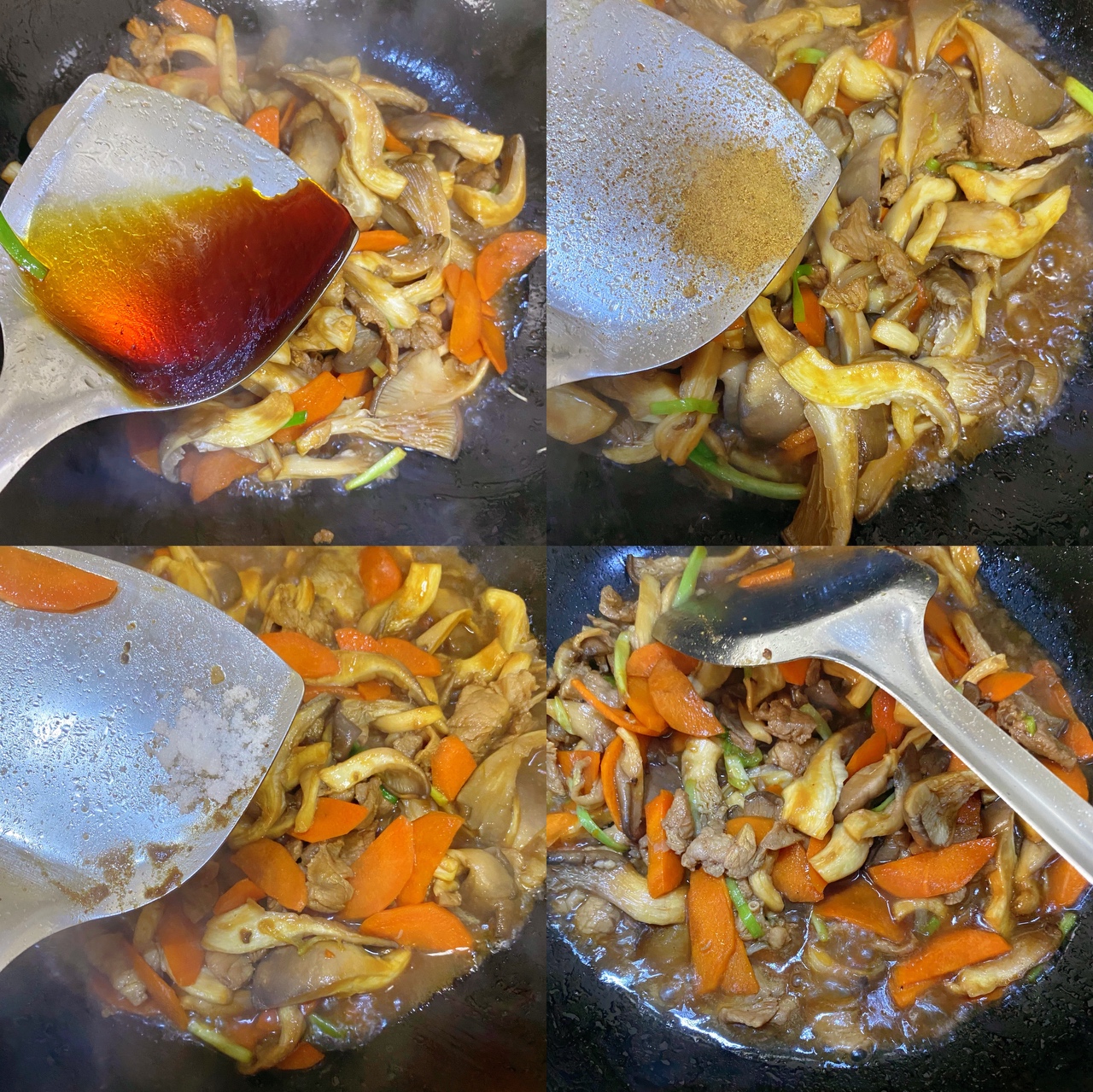 平菇炒肉片，不放盐别焯水的做法 步骤6