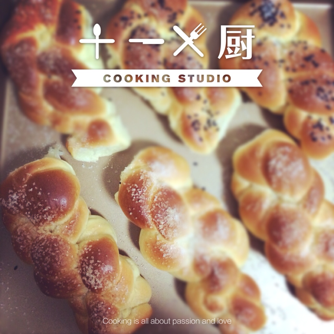 砂糖麻花面包（两股辫子）
