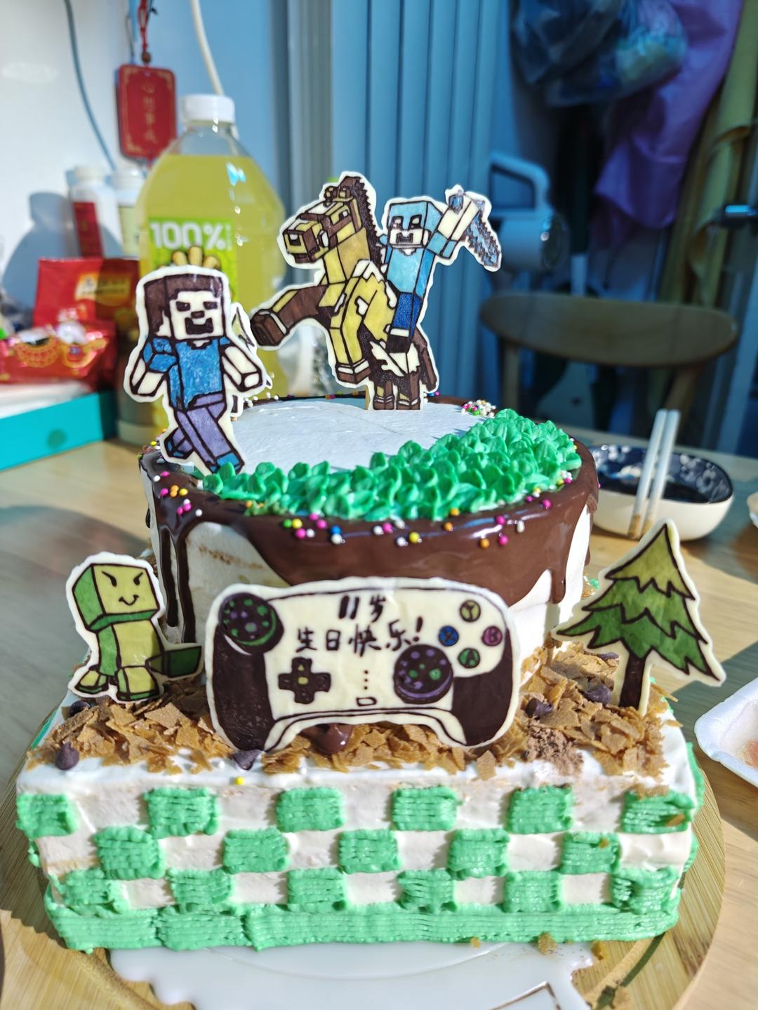 双层戚风水果蛋糕打桩