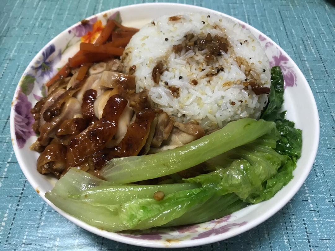 无油蒜香鸡腿饭