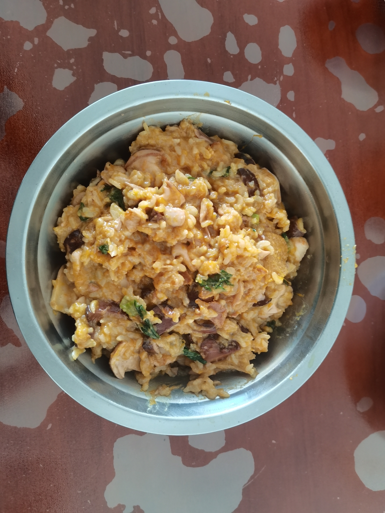 美味的竹荪菌菇金汤烩饭的做法