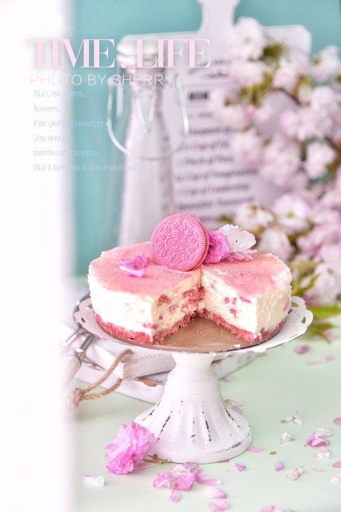 超美的樱花奥利奥芝士蛋糕