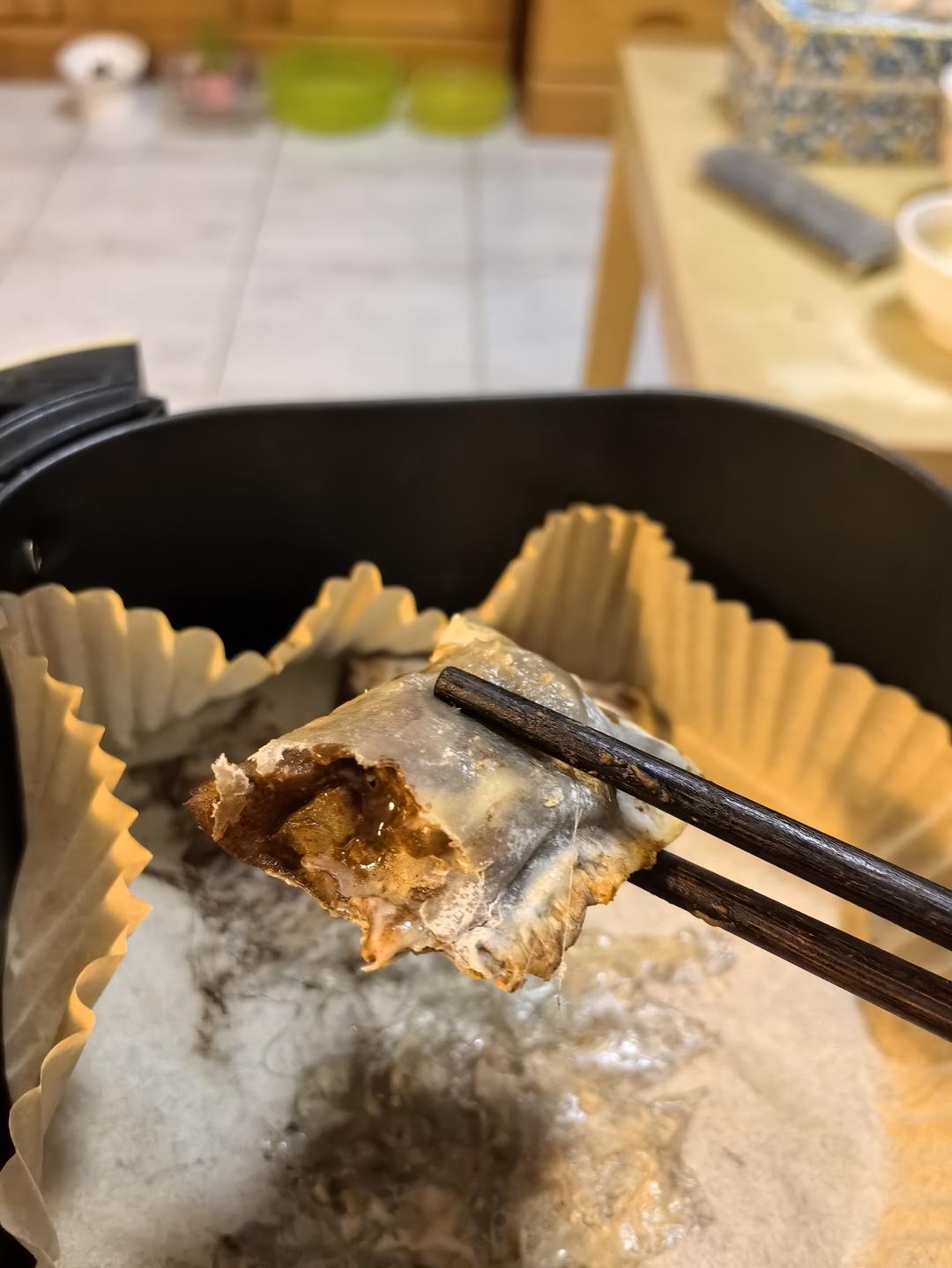 剩馄饨皮变芝士肉桂苹果巧克力派