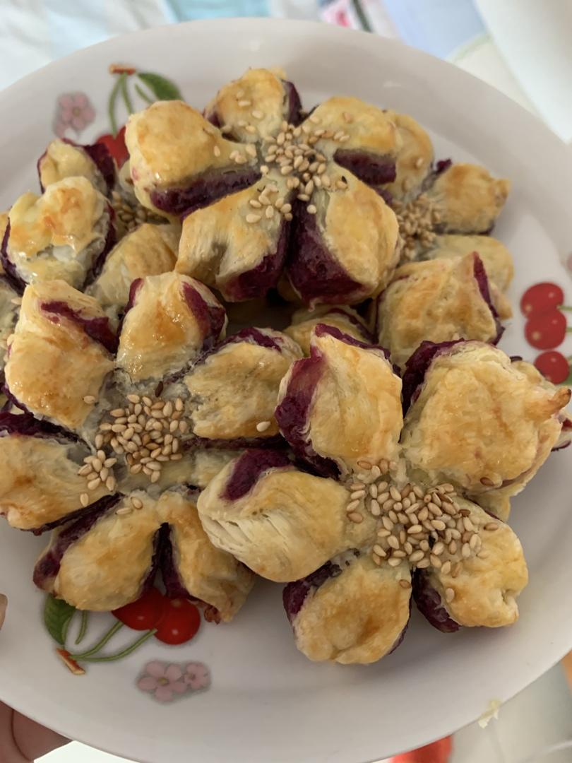 手抓饼+紫薯馅系列1⃣️——桃花酥🌸
