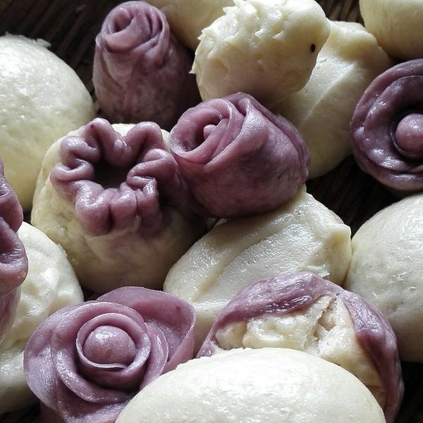花式紫薯玫瑰馒头
