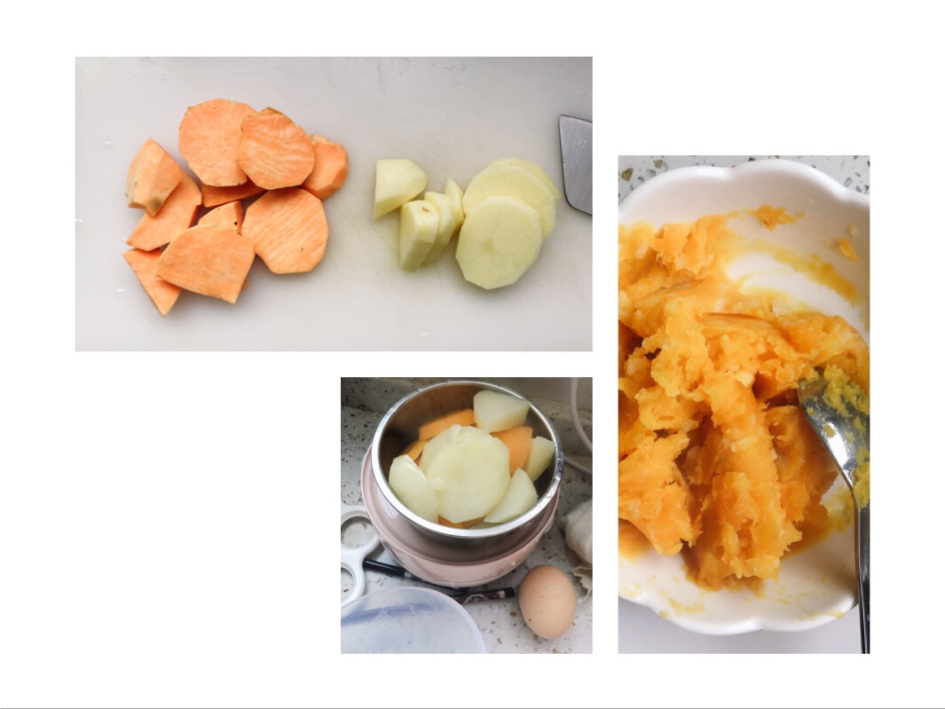 减脂餐 土豆红薯烤鸡胸肉 无面粉不揉面的做法 步骤5