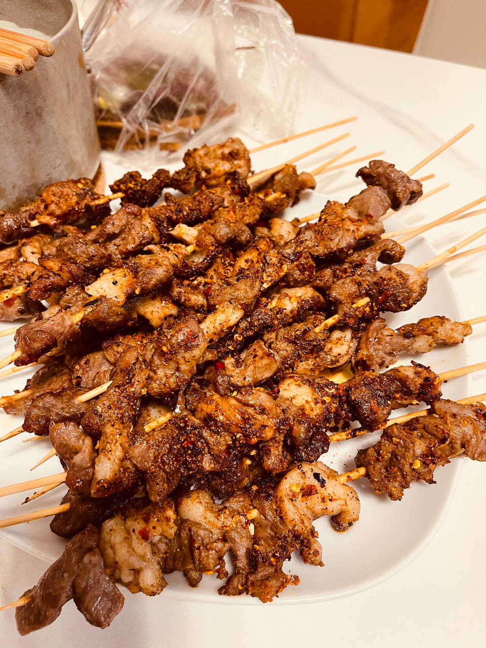 羊肉串用家里烤箱烤出明火烧烤的味道！