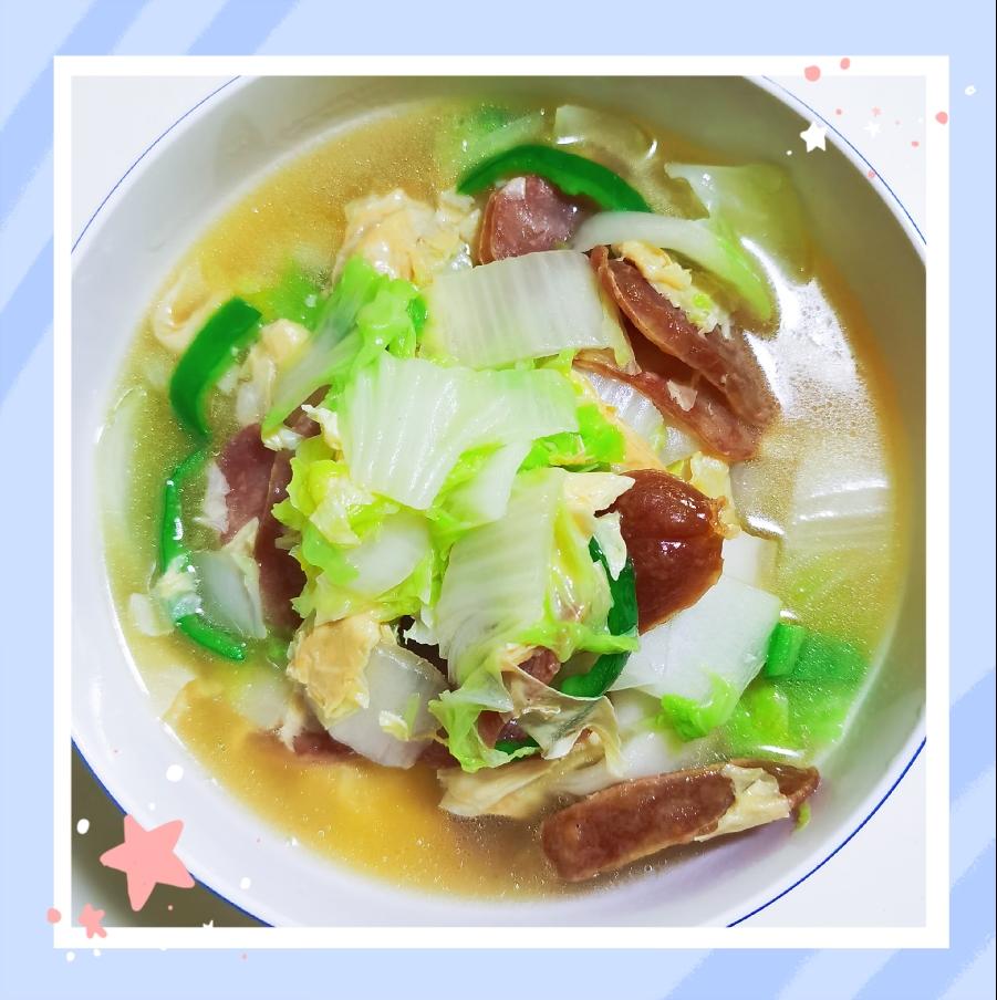 （不加油不加水）腊肠腐皮炒白菜