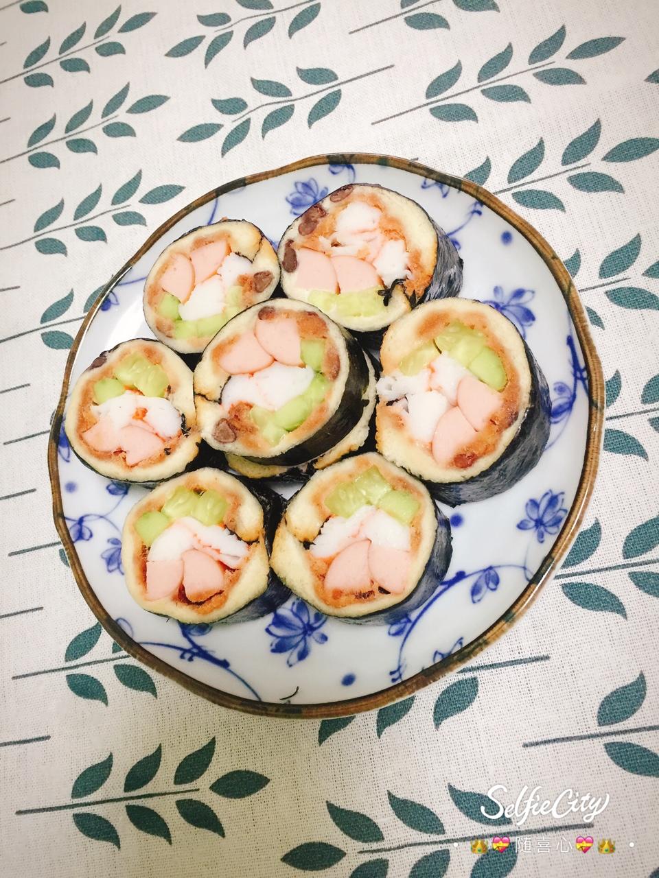 吐司片肉松海苔卷-华丽逆袭